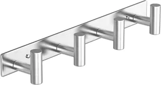 VAEHOLD 1PACK Hat and Coat Wall Mount Rack - 4 Hooks for Robes, Bags, Keys, and Towels - Bathroom Towel Hanger Organizer -Silvery