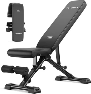 FLYBIRD WB5 Weight Bench, ASTM-Certified 800LBS Adjustable Weight Bench Workout Bench Foldable for Home Gym, 90° to -30° FID and 30in Extended Backrest for Bench Press Strength Training Exercise