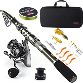 Sougayilang Fishing Rod Reel Combo with Telescopic Fishing Pole Spinning Reel for Travel Saltwater Freshwater Fishing ‼️MISSING carrier bag‼️