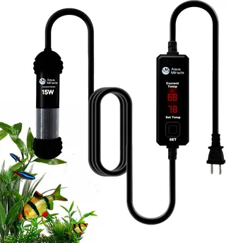 AquaMiracle 15W Dual LED Display Small Aquarium Heater for 1-3 Gal Tanks