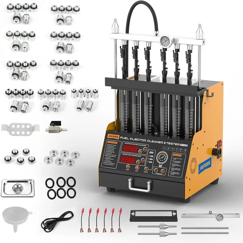 AUTOOL Fuel Injector Cleaner Tester Machine Ultrasonic 12V/70V/220V | GDI/EFI/FSI Fuel Injecter Cleaning Machine for All 6 Cylinder Petrol Vehicles