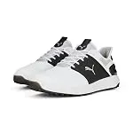 Puma Golf Men's Ignite Elevate Wide Golf Shoe, Puma White-Puma Black-Metallic Silver, 7