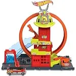 Hot Wheels City Super Loop Fire Station Playset & 1 Toy Car