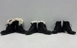 Sugar brand Kaedy combat boots ( size 7M), White mountain black boot (size 7M), Non branded black lace-up ankle boots faux fur.