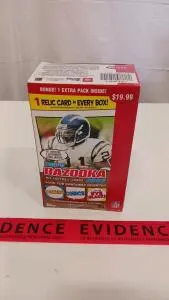 2005 Topps Bazooka NFL Football Trading Card Box – 11 Packs, 1 Relic Card Guaranteed