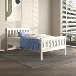 Cesgyfut Twin Bed Frames with Headboard; Solid Wooden Platfo