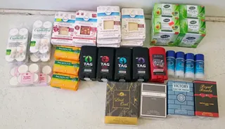 Assorted Lot: Deodorants, Perfumes, Soaps, Candles, Febreze Scented Sheets, 30+ Items