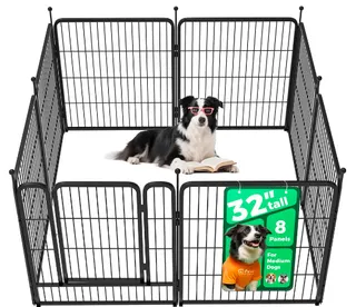 FXW Rollick Dog Playpen, Indoor, Yard & RV Camping, 32" H, 8 PanelsEasy setup, Heavy-duty, DIY layouts, for Small & Medium Dogs, Patented