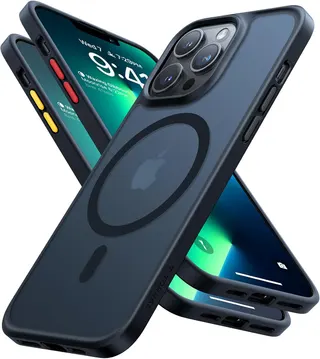 TORRAS Stronger Magnetic & Shockproof for iPhone 13 Pro Case Matte Black | Fit for MagSafe, 12FT Military Grade Drop Tested, Anti-Scratch & Anti-Fingerprint, Slim Protective Translucent Matte Silicone