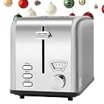 Simple Deluxe Stainless Steel Toaster 2 Slice with 1.5" Wide Slot & Removable Crumb Tray,...