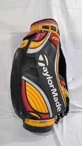 TaylorMade r7 Tour Preferred Staff Golf Bag - 6-Way Divider, Black/Red/Yellow, 36"x10"