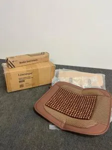 Beaded Wood Car Seat Cushion, Brown, 20x19 in, Non-Slip Universal Fit, Cooling & Breathable