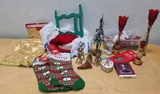 Mixed Hallmark & Holiday Christmas Lot – Stockings, Tree Skirt, Candle Holders, Ornaments