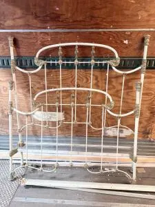 Antique Victorian Cast Iron and Brass Full Bed Frame, Ornate Design, Includes Rails