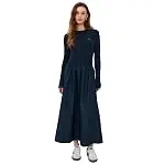 POLO RALPH LAUREN Women's Cable Knit Poplin Dress, Hunter Navy, M
