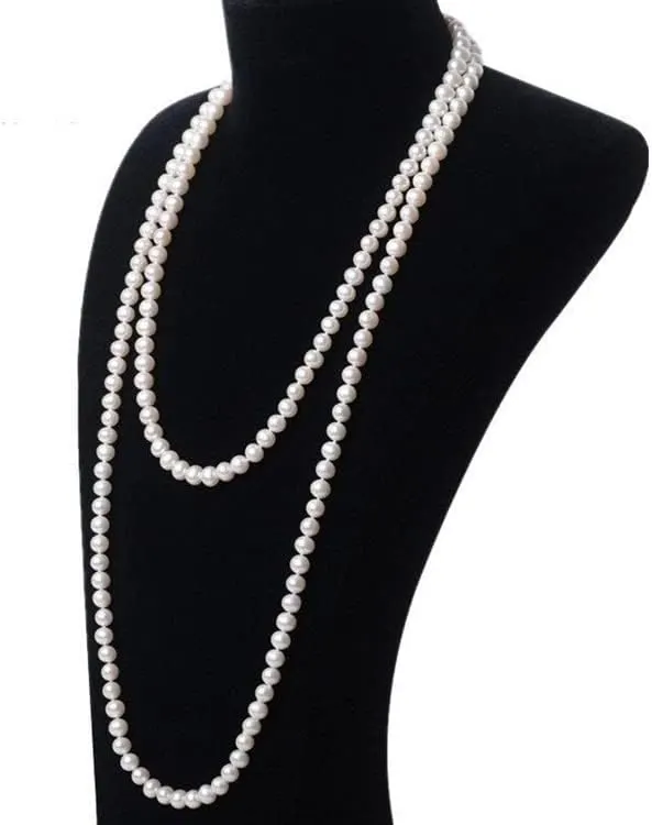 1920s Long Fake Pearls Strand Necklace Layered Retro Vintage Imitation Round Beaded Ball for Women Flapper Party Halloween Jewelry Mother's Day Gift
