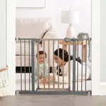 Regalo SAFETY 39" Extra Wide Wood Accent Baby Gate, Pressure Mount for Doorways & Bottom o...