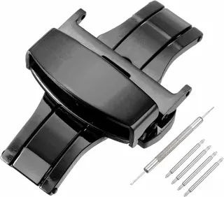 HARFINGTON Stainless Steel Deployment Clasp, Butterfly Folding Buckle with Spring Bars and Removal Tool for Leather Watch Band