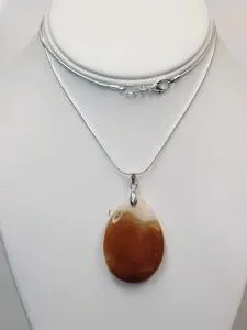 67.75ct Natural Orange/White Fire Agate 24" Necklace