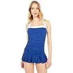 LAUREN RALPH LAUREN Women's Bel Air Shirred Bandeau Skirted One Piece Swimsuit 110101 8 Sa...