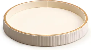 Leather Tray Desktop Storage Organizer, Round Valet Tray, White | Premium Serving Trays Decorative Tray Desk Organizer for Sundries Cosmetics Phone Wallet Keys Cutlery
