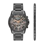 Armani Exchange A|X Men's Watch, Chronograph Gunmetal Stainless Steel Watch and Bracelet G...