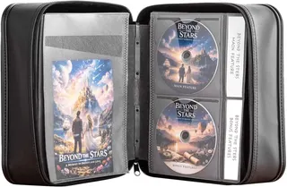 SANWA CD DVD Case Holder - 100 Capacity & 50 Booklet Insert, Portable Blu-ray Binder with Handle & Zipper, EVA Protect Disc Wallet Media Storage for Car, Home, Office, Game Discs, Audio Music, Black