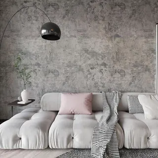 48"×354" Extra Wide Large Size Grey Concrete Wallpaper Peel and Stick Industrial Cement Wall Paper Matte 3D Brown Beige Vinyl Concrete Contact Paper for Countertops Wall Covering for Bedroom Bathroom