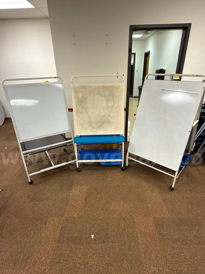 3 white board isle’s on wheels