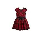 POLO RALPH LAUREN Girls, Plaid Taffeta Dress (Big Kid), Red/Black, 10, Big Kid