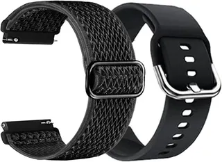 VeryFit IDW13 IDW16 IDW19 IDW20 IDW25 IDW26 IDW28 Smart Watch Bands, 2 Pack Soft Silicone Stretch Nylon Adjustable Straps Quick Release Replacement Wristbands (2-PACK)