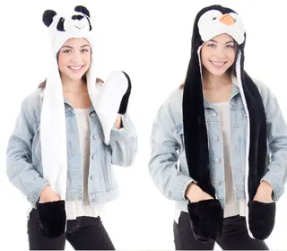 3-in-1 Multi-Functional Animal Hat, Scarf, & Mitten Combo