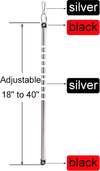 YYST 40-inch Adjustable Drapery Pull Drapery Curtain Wand Curtain Pull Wands w/Stainless Steel Hook (Black X 4)