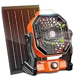 Solar Powered Fan,Max 40H RuntimeRechargeable Solar Camping Fans & Led Lantern,8-inch Port...
