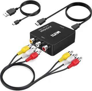 RCA to HDMI Converter, AV to HDMI Adapter for N64 Wii PS2 PS3 Xbox VHS VCR
