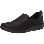 Clarks Women's CloudSteppers Sillian Paz Slip-On Loafer, Black Synthetic Nubuck, 10 M US