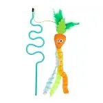 Mad Cat Cute Carrot Wand Teaser Cat Toy, with Catnip and Silvervine
