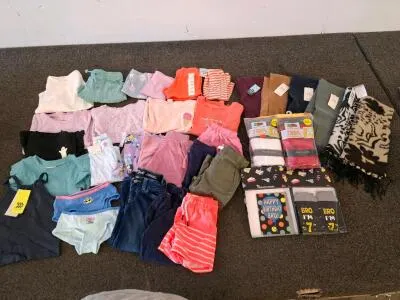 Children's Clothing & Accessories Lot, Mixed Girls’ and Boys’, 30+ Pieces, Various Sizes and Brands