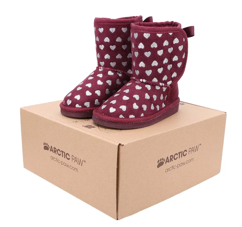 Kids Shimmer Faux Suede Sherpa Winter Boots