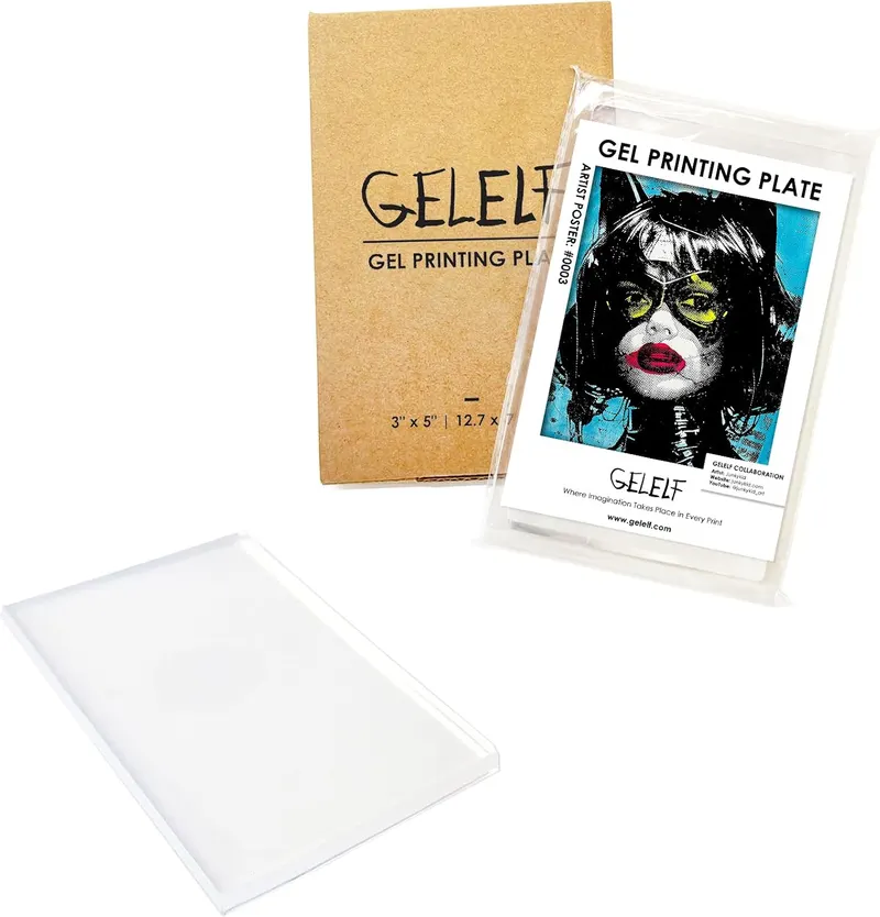 Upgraded Gel Printing Plate No Aging & Bubbling, Mini Size 3" x 5" Reusable Gel Plates for Monoprinting -Printmaking Art Supplies for Card Making, Book Press, Journaling, Scrapbooking