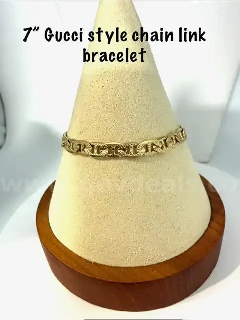 Beautiful, 7 Inch, 24k Gold Filled, Diamond Cut Gucci Style Chain-Link Bracelet