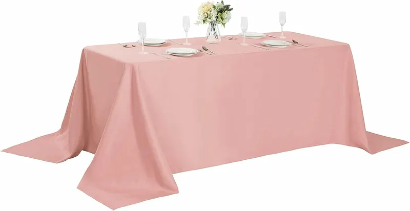 Cupuamon Rectangle Tablecloth 90x156 inch Washable Polyester Fabric Table Cloth for Wedding Party Dining Banquet Decoration（90x156, Dusty Pink）