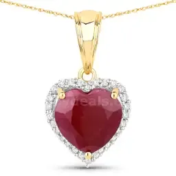 14K Yellow Gold Ladies Designer Natural Ruby & Natural Diamond Pendant Appraised at $3750.00