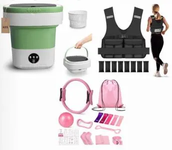 KINTHEA Pilates Kit, DMDG 2–18LB Weighted Vest, 12L Collapsible Mini Washing Machine Bundle