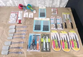 Lot Of Assorted Kitchen Utensils Including Single Butcher Knives, Knife Sets, Silicone Spatulas & More
