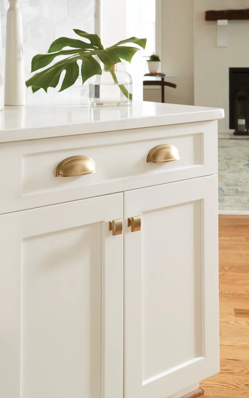 Amerock Ashby 3-in or 4-in (76Mm or 102mm) Center to Center Golden Champagne Dual Mount Oval Cup Drawer Pull