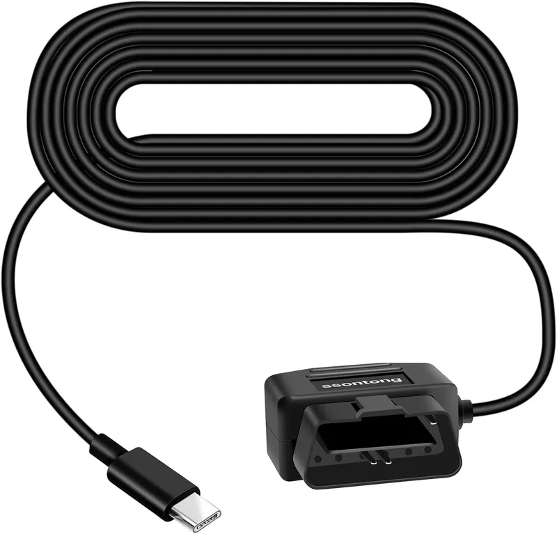OBD Dash Cam Power Cable, Type-C USB Hardwire Kit ACC Mode with Switch