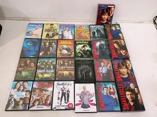 Large Lot of 25 DVDs: Smallville Seasons 1-6, 3-10, Game of Thrones, Pirates, Harry Potter, Avatar, More