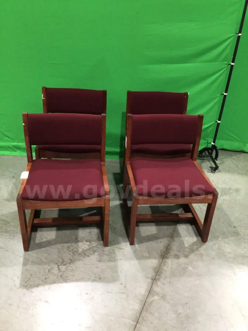 Lot of (4) Red Cushion Chairs