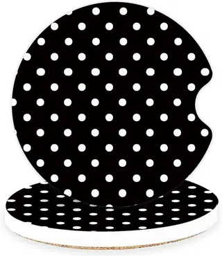 Ceramic Car Coasters – Absorbent Car Cup Holder Coaster Set for Women, Cute Aesthetic Car Accessories for Girls, 2 Pack (Jet Black)